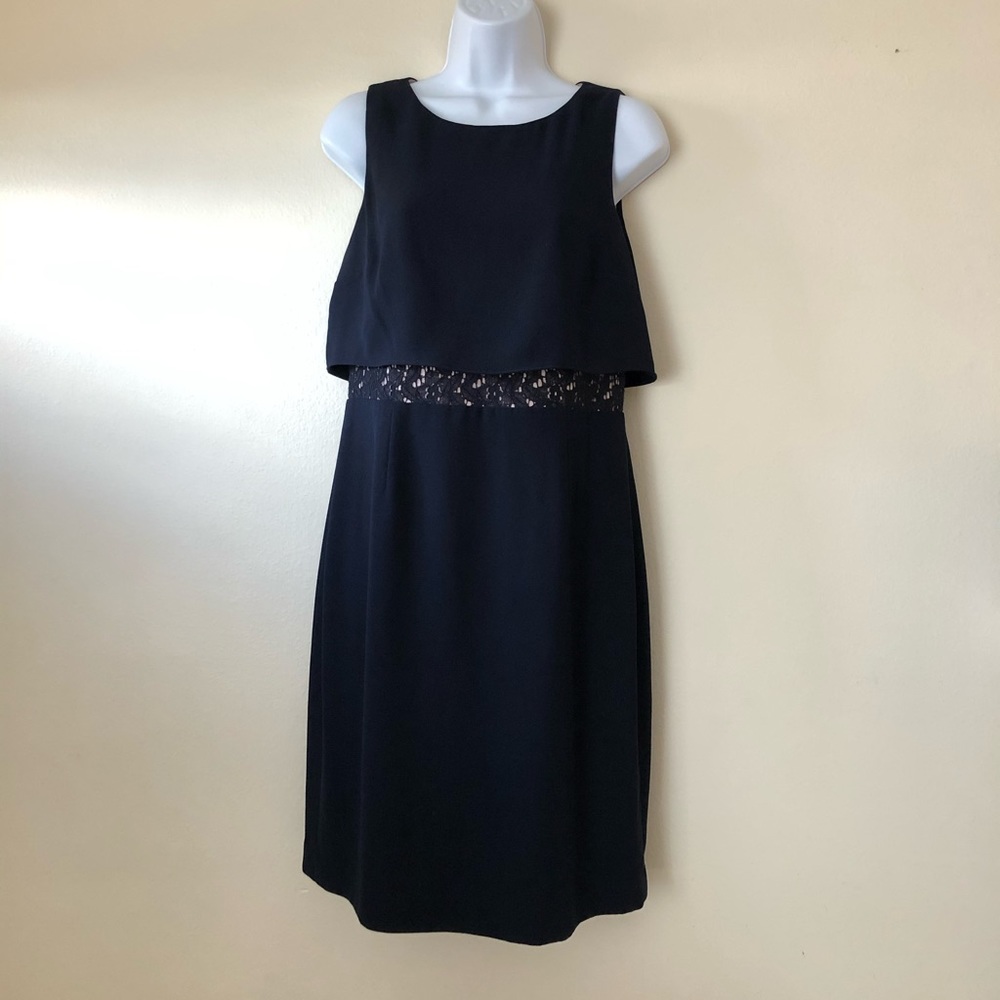 Ivanka Trump Layered Lace Round Neckline Sleeveless Blouson Dress Size 8